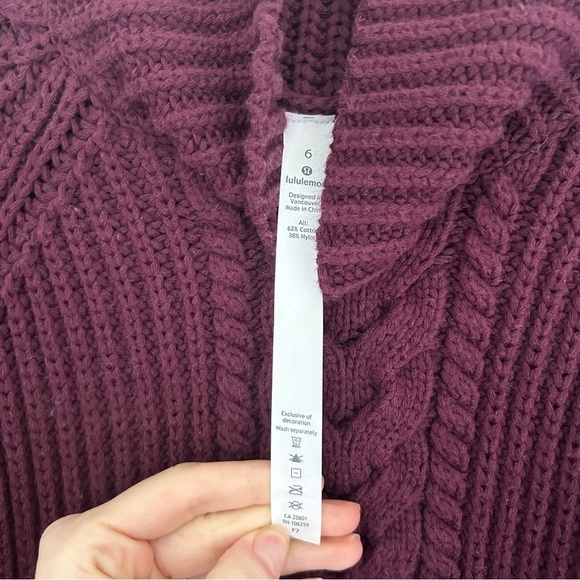 lululemon Mockneck cable knit bring the cozy sweater burgundy maroon - Picture 4 of 5